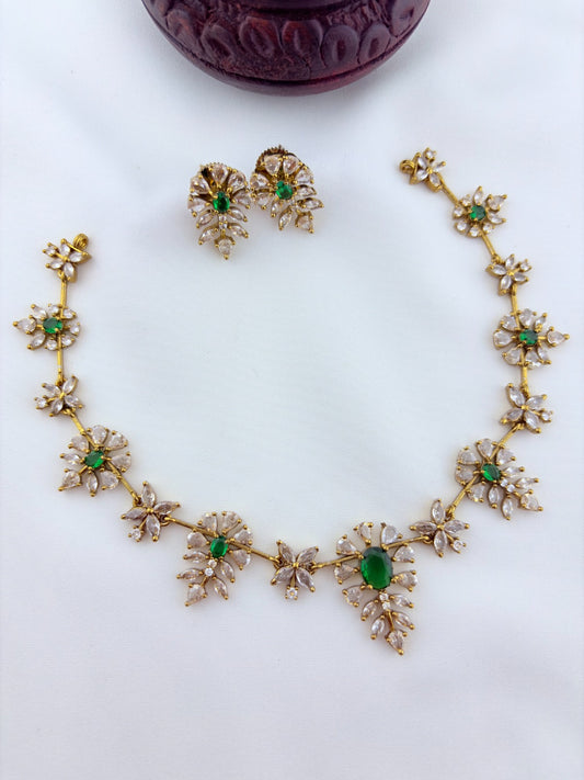 Elegant matte antique polish necklace adorned with sparkling CZ stones