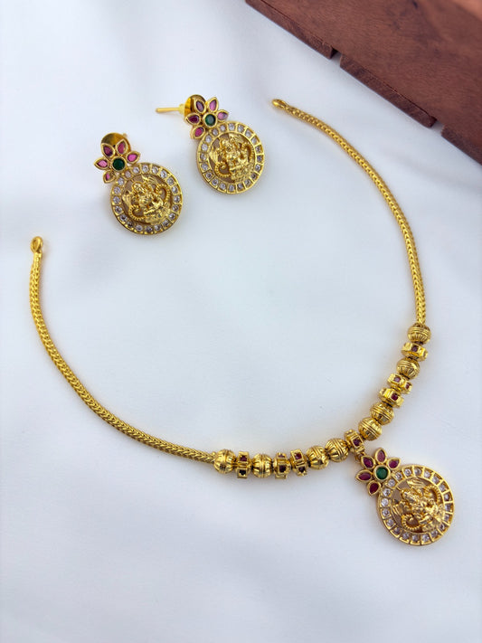 Temple - inspired design premium matte finish chain with earrings