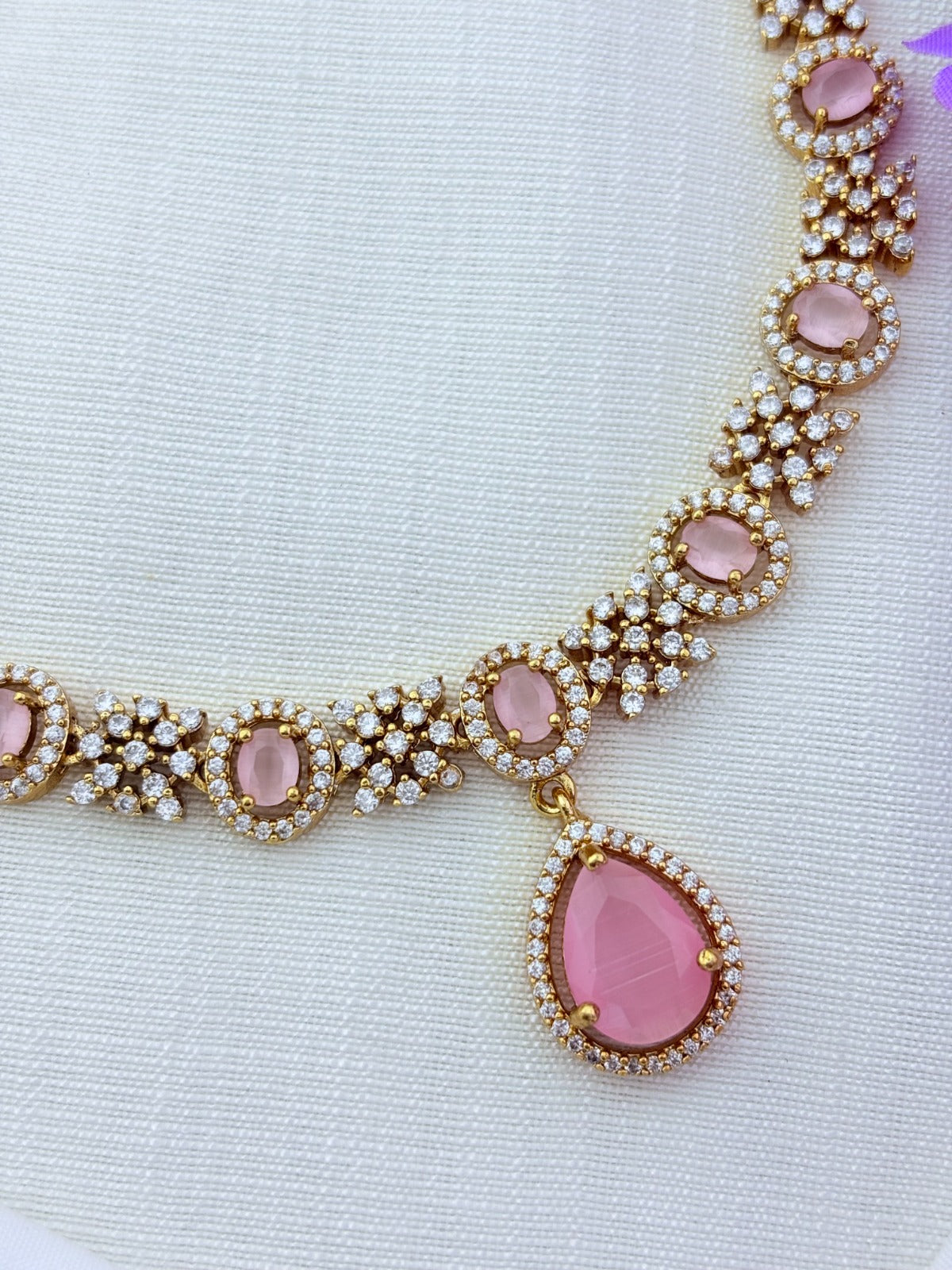 Crafted with style, designed for modern elegance -  premium matte finish AD necklace with matching earrings