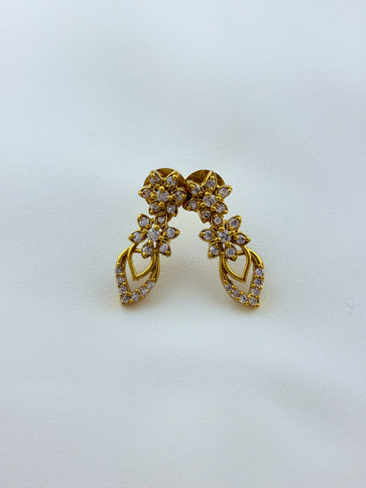 Elegant floral and leaf pattern premium AD matte finish neckset