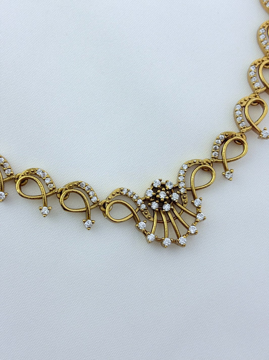 Trendy adn stylish necklace for modern elegance - Premium matte finish AD necklace with matching earrings