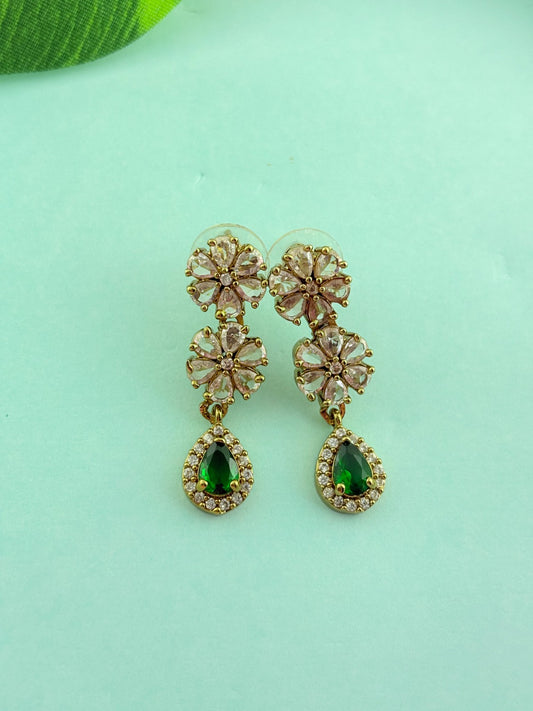 Premium matte antique polish CZ stone necklace with a subtle glittering elegance