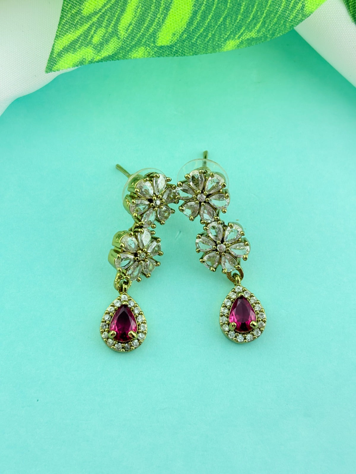 Premium matte antique polish CZ stone necklace with a subtle glittering elegance