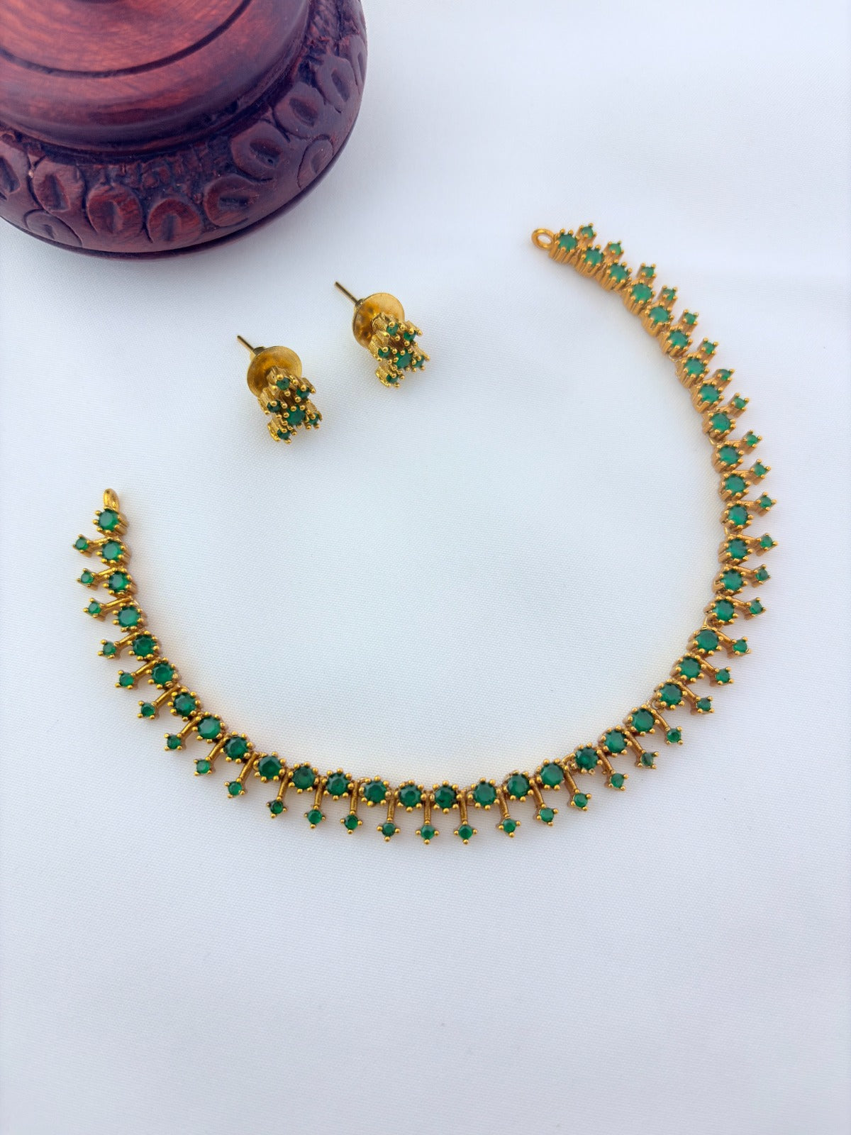 Premium matte finish AD stone necklace with matching earrings