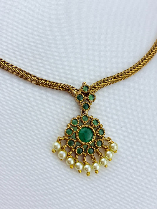 Beautiful design matte finish neckset and matching earrings with pearl drops