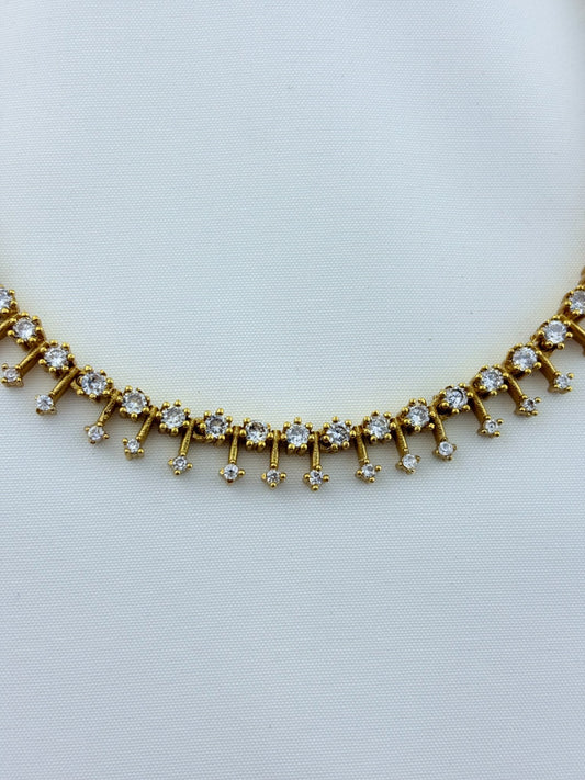 Premium matte finish AD stone necklace with matching earrings