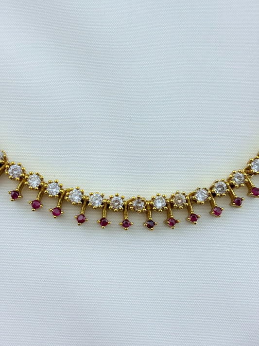 Premium matte finish AD stone necklace with matching earrings