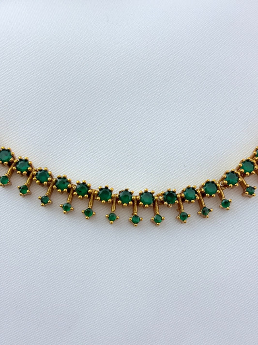 Premium matte finish AD stone necklace with matching earrings