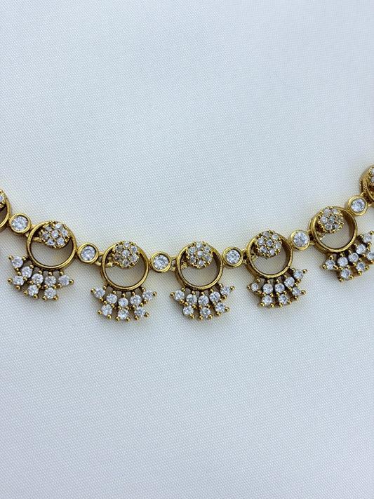 Classic look Premium matte finish AD neckset with matching earrings