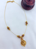 Premium invisible chain Lakshmi pendant adorned with classic stone balls and golden beads