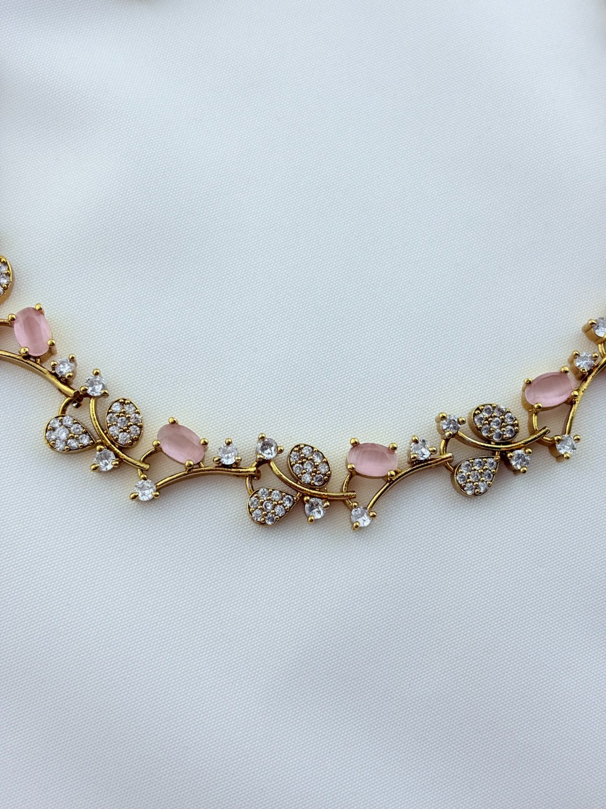 Premium matte finish AD stone necklace with perfectly matching earrings