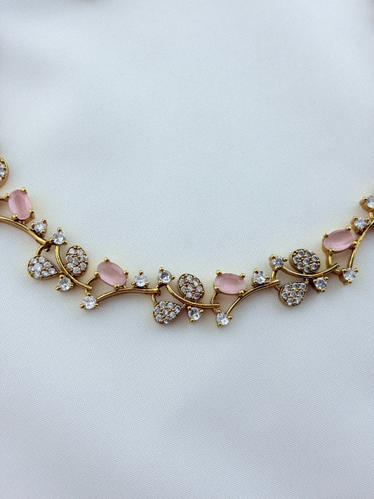 Premium matte finish AD stone necklace with perfectly matching earrings