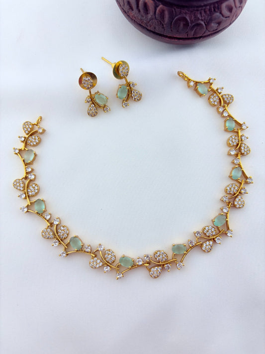 Premium matte finish AD stone necklace with perfectly matching earrings