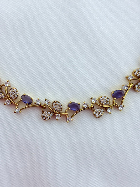 Premium matte finish AD stone necklace with perfectly matching earrings