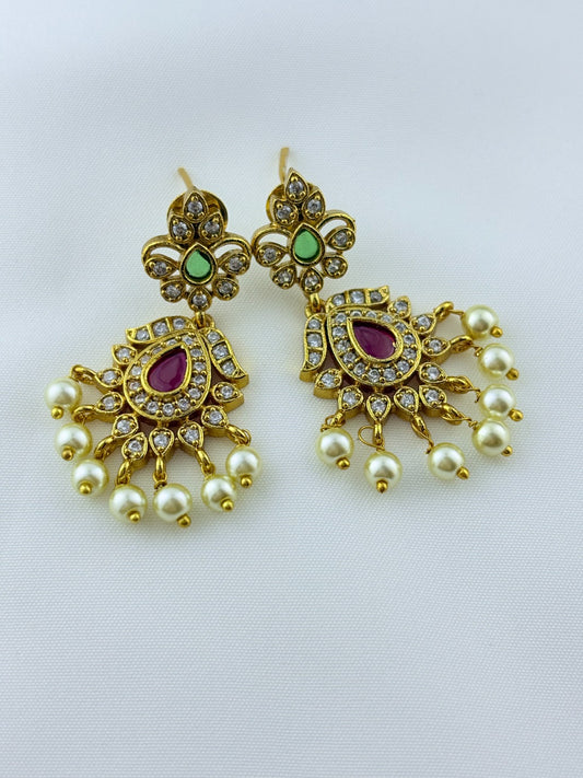 Premium matte finish neckset with classic pendant and matching earrings