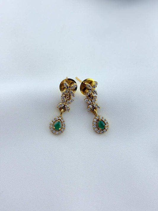 Trendy design Premium matte finish AD necklace and earrings adorned with classic stone drops