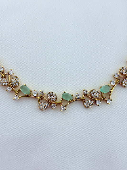 Premium matte finish AD stone necklace with perfectly matching earrings