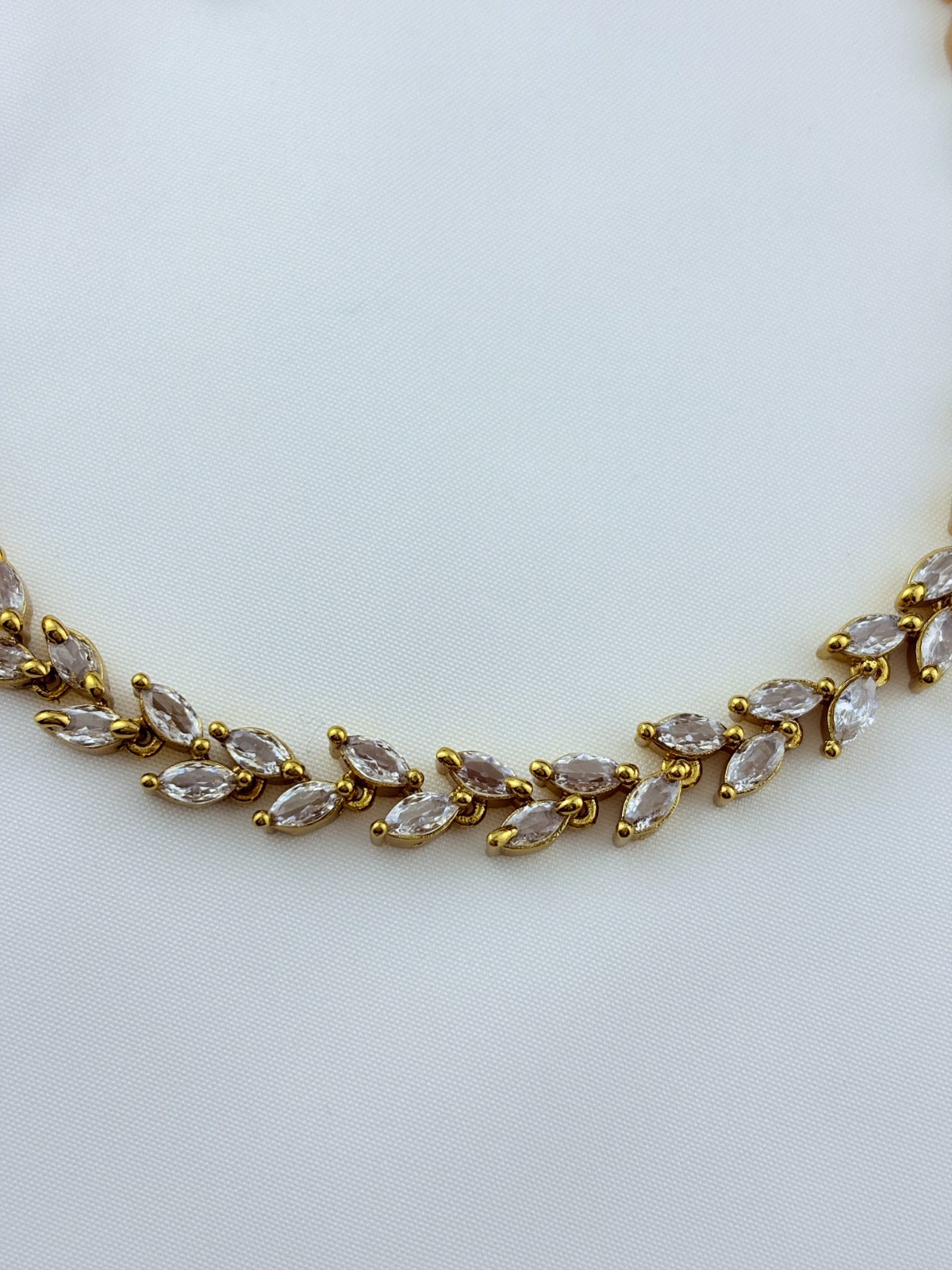 Elegant matte finish CZ neckset with matching earrings