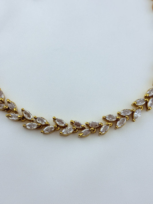 Elegant matte finish CZ neckset with matching earrings