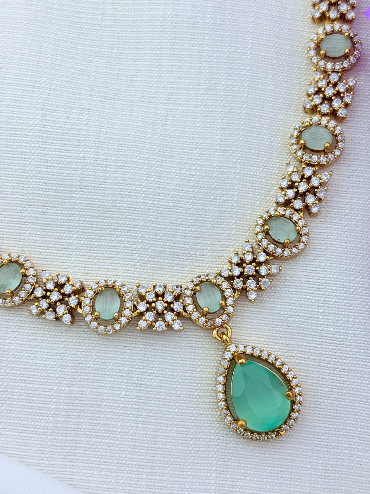 Crafted with style, designed for modern elegance -  premium matte finish AD necklace with matching earrings