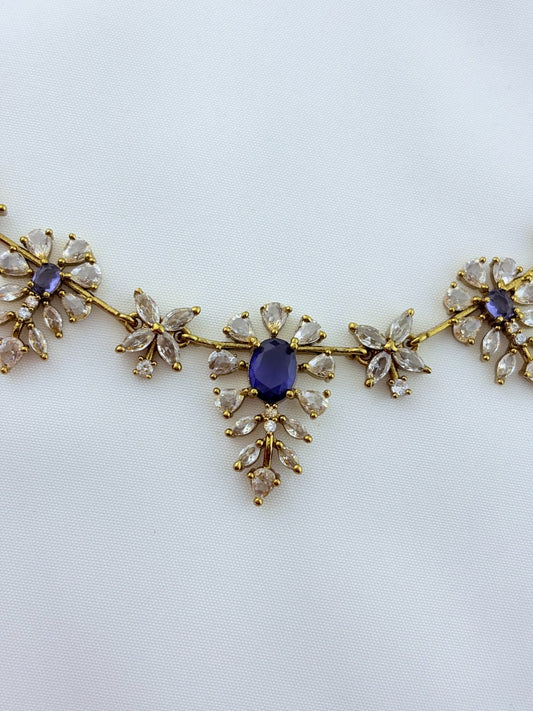 Elegant matte antique polish necklace adorned with sparkling CZ stones