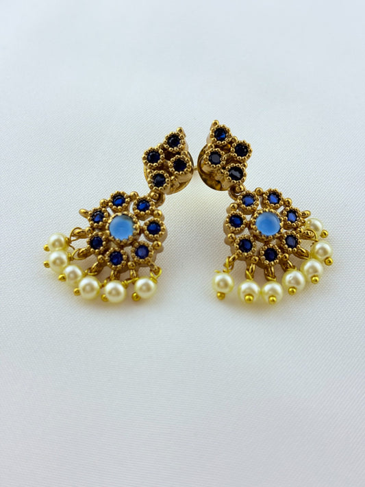 Beautiful design matte finish neckset and matching earrings with pearl drops