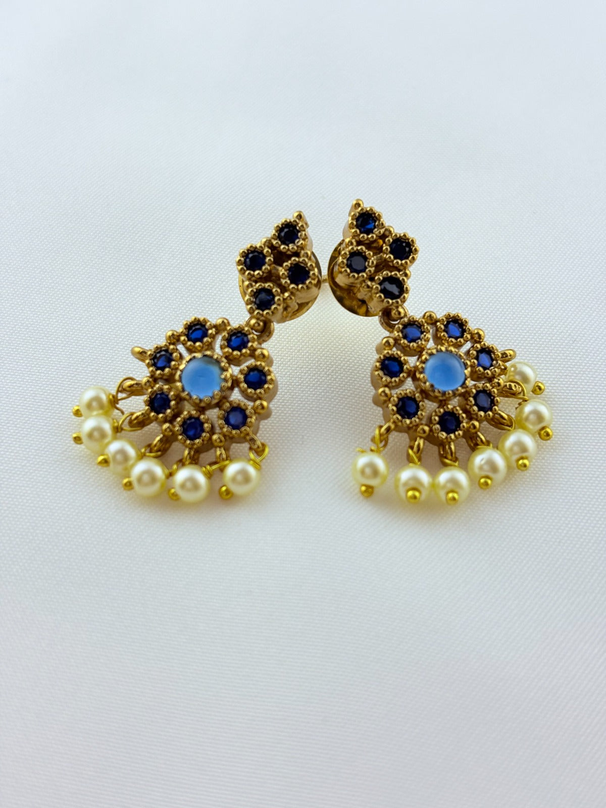 Beautiful design matte finish neckset and matching earrings with pearl drops