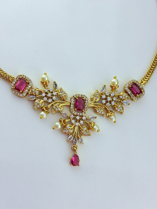 Classic stone necklace and earrings with premium matte texture