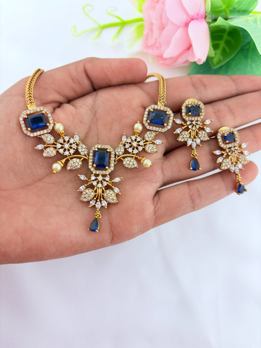 Classic stone necklace and earrings with premium matte texture