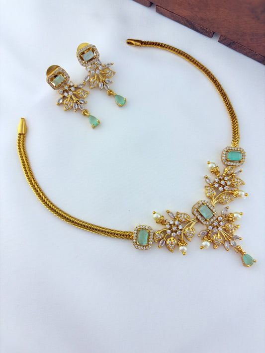 Classic stone necklace and earrings with premium matte texture