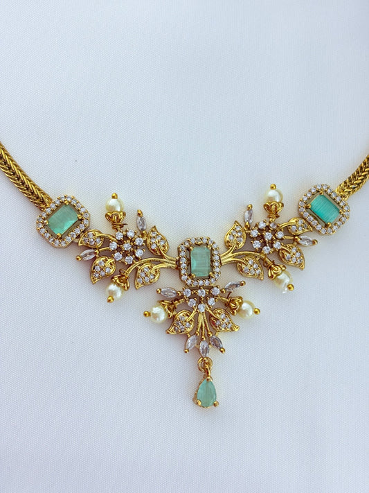 Classic stone necklace and earrings with premium matte texture