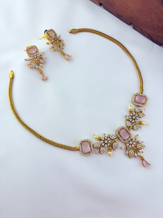 Classic stone necklace and earrings with premium matte texture