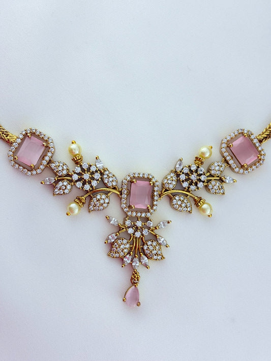 Classic stone necklace and earrings with premium matte texture