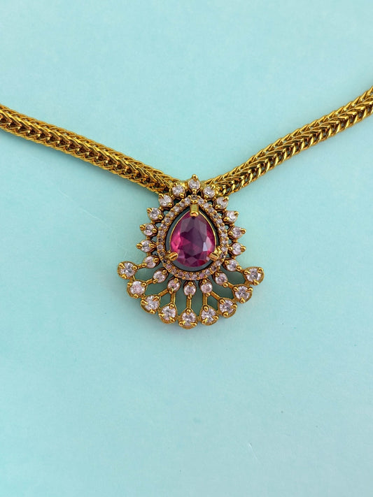 Premium matte finish AD pendant necklace with matching earrings - Latest design