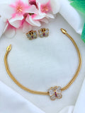 Charming butterfly pattern premium matte finish necklace and earrings  with  AD stones