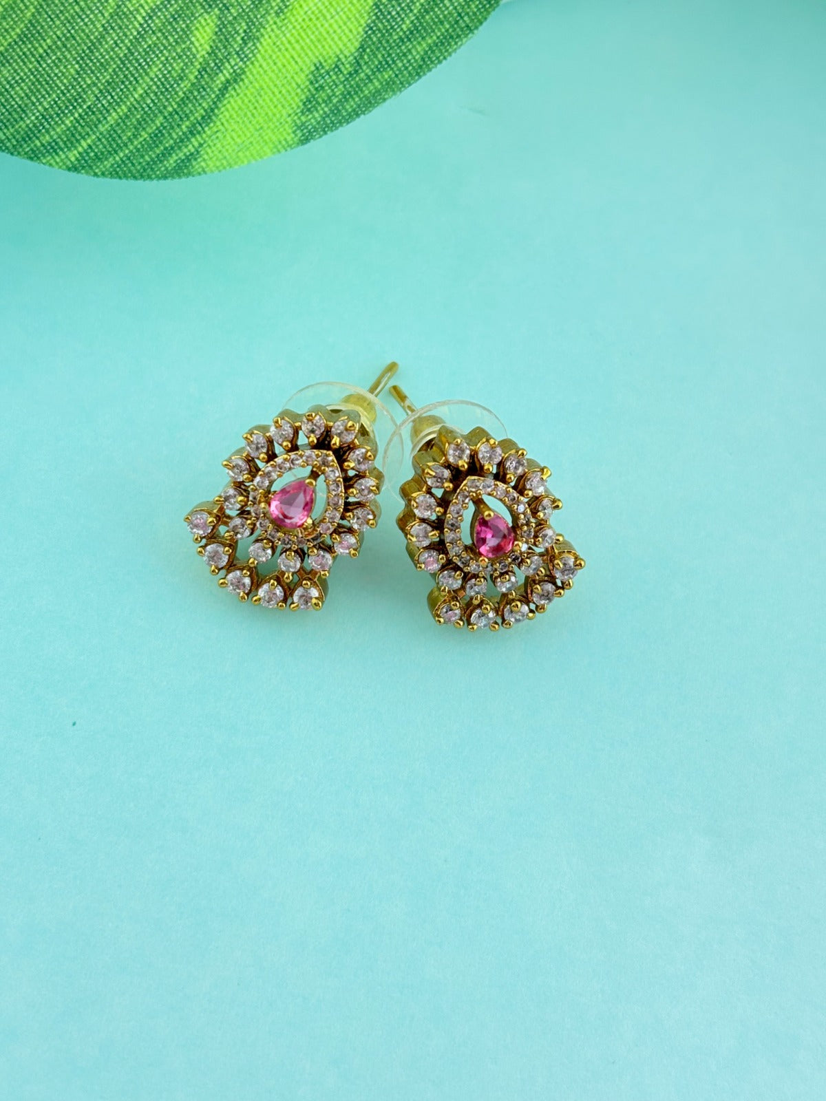 Premium matte finish AD pendant necklace with matching earrings - Latest design