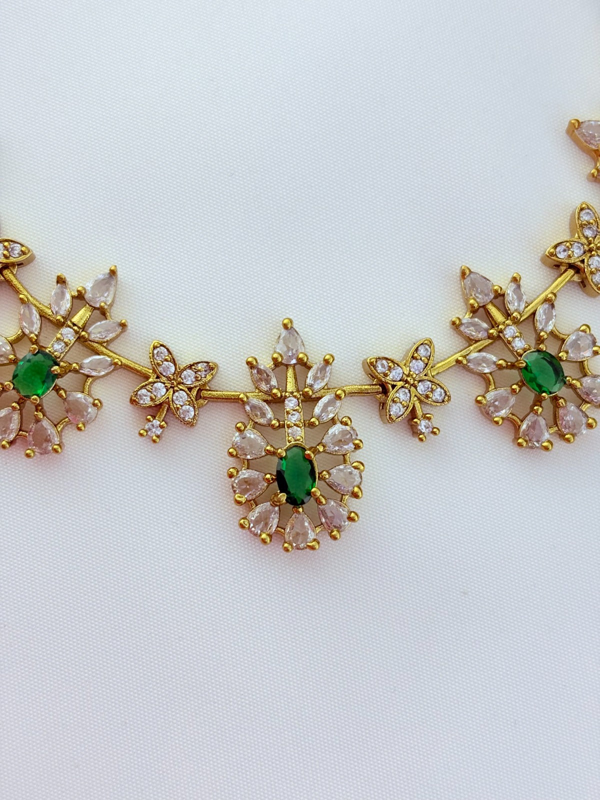 Classic CZ stone necklace and earrings with premium matte texture