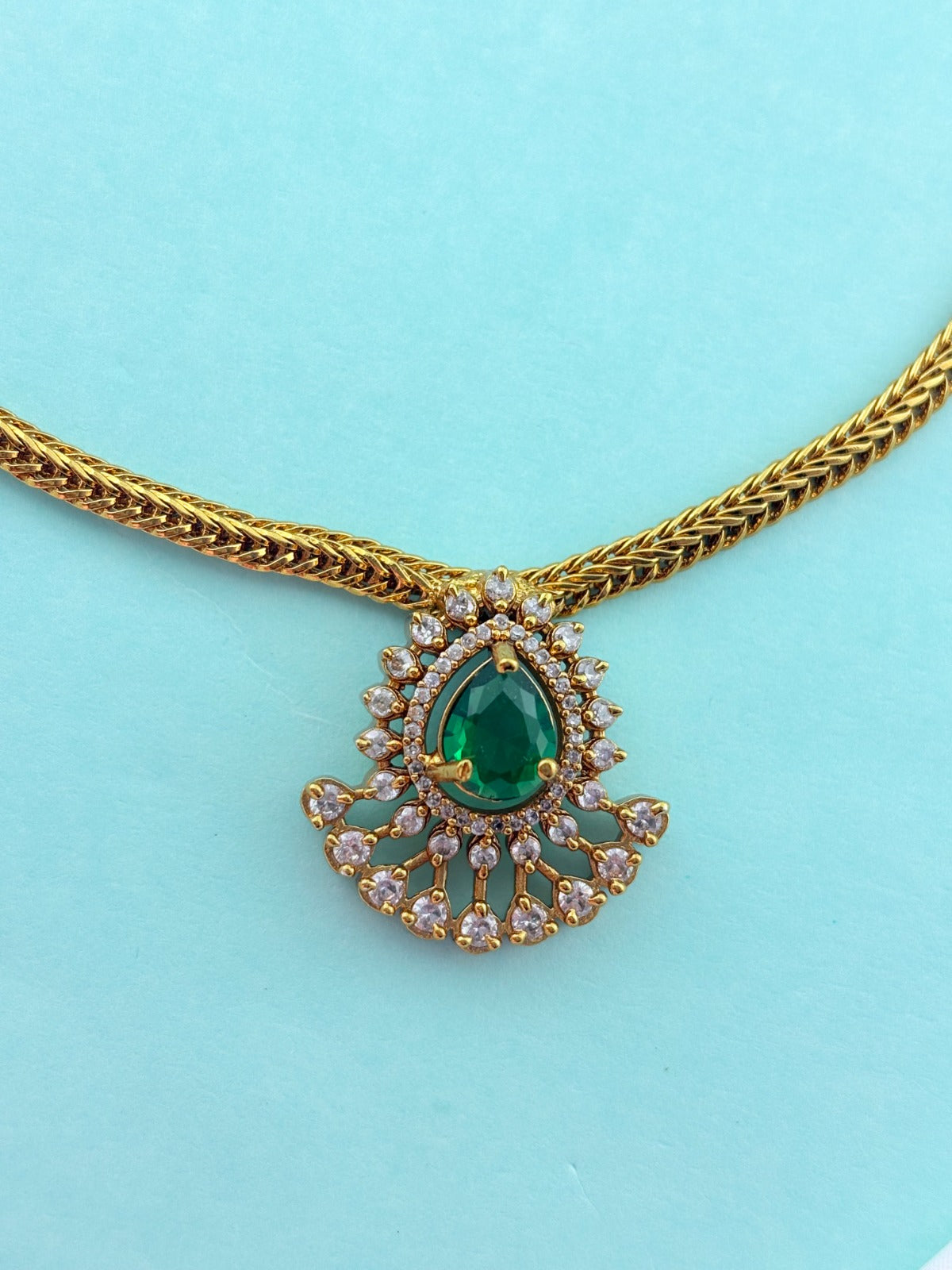 Premium matte finish AD pendant necklace with matching earrings - Latest design