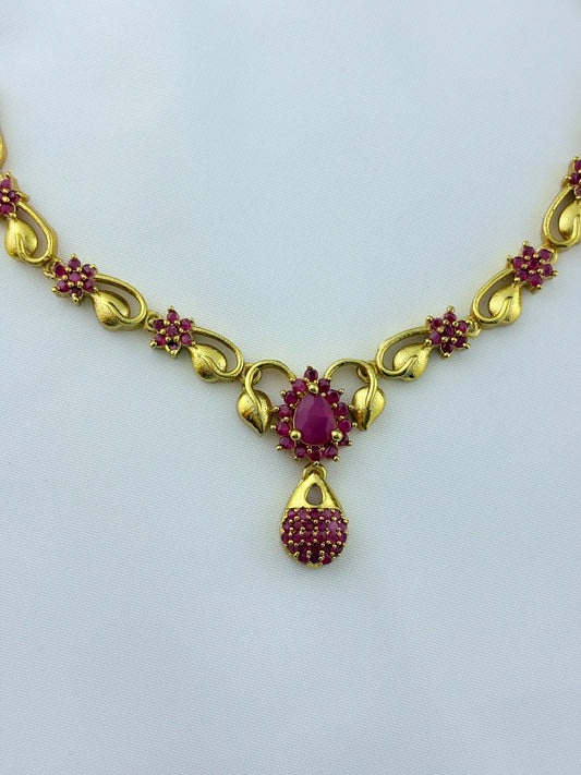 Elegant AD stone necklace in premium matte finish with matching earrings