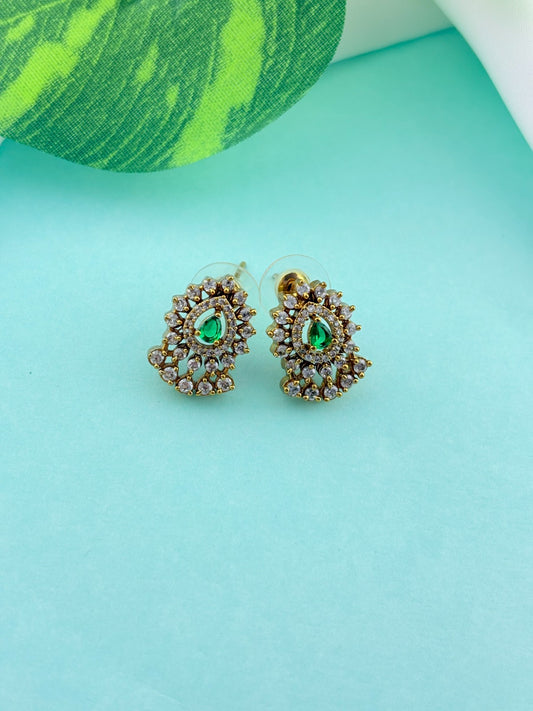 Premium matte finish AD pendant necklace with matching earrings - Latest design