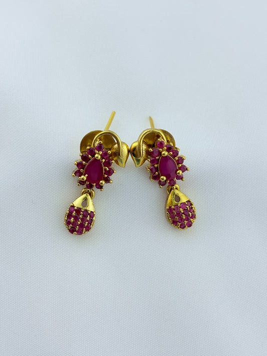 Elegant AD stone necklace in premium matte finish with matching earrings