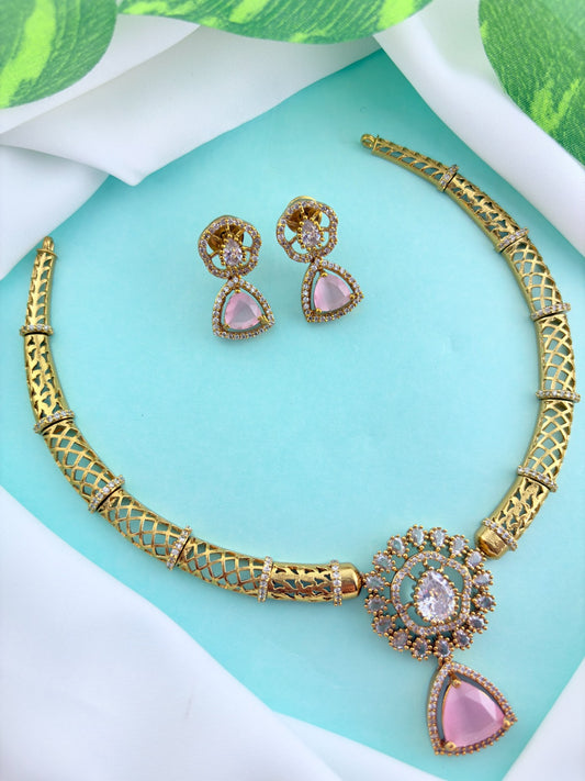 Manju warrior inspired Hasli Neckset- Premium antique finish adorned with Ad stones