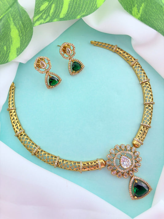 Manju warrior inspired Hasli Neckset- Premium antique finish adorned with Ad stones