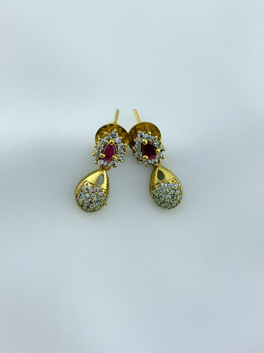 Elegant AD stone necklace in premium matte finish with matching earrings