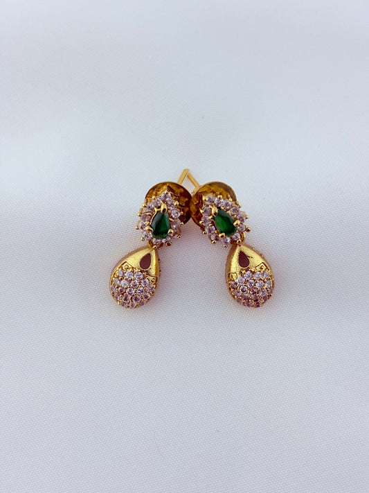 Elegant AD stone necklace in premium matte finish with matching earrings