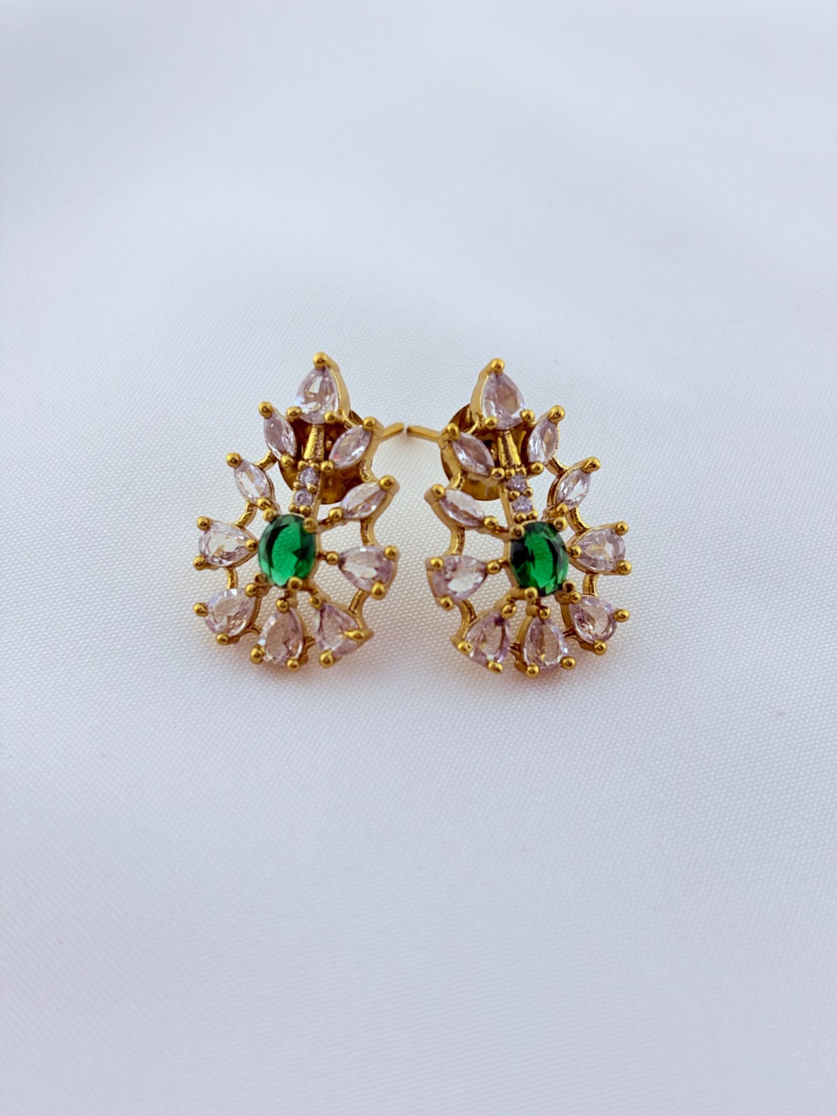 Classic CZ stone necklace and earrings with premium matte texture