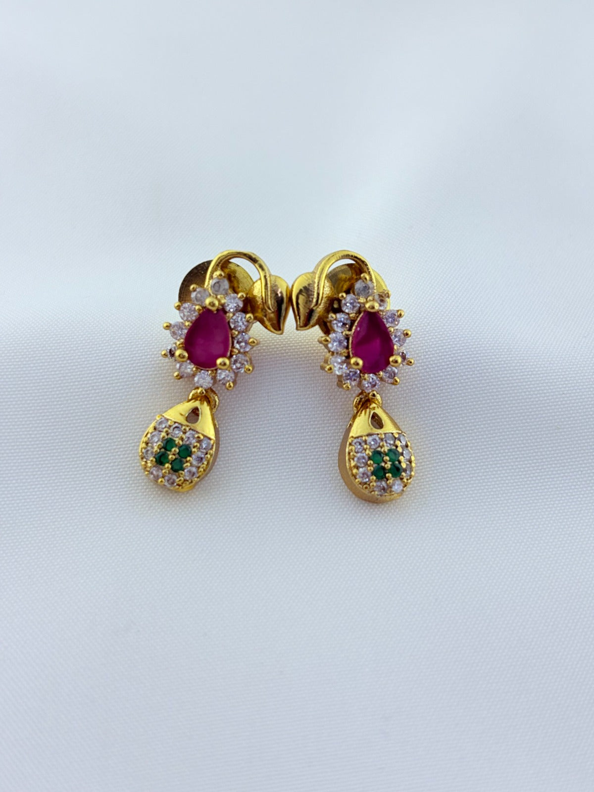 Elegant AD stone necklace in premium matte finish with matching earrings