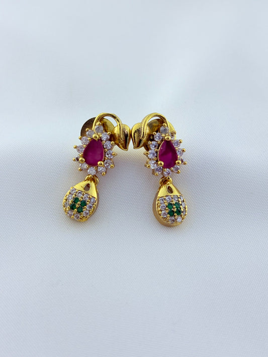 Elegant AD stone necklace in premium matte finish with matching earrings