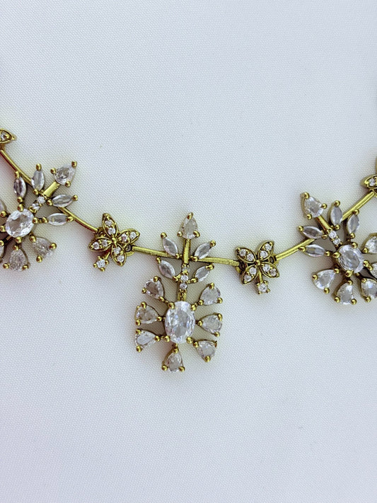 Classic CZ stone necklace and earrings with premium matte texture