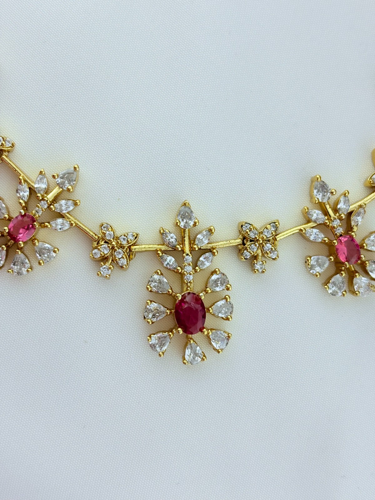 Classic CZ stone necklace and earrings with premium matte texture